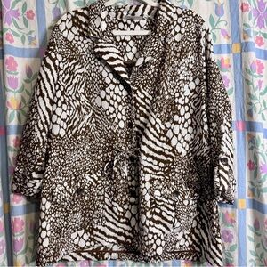 Women’s Cali And York Brown And White Animal Print Lightweight Jacket
